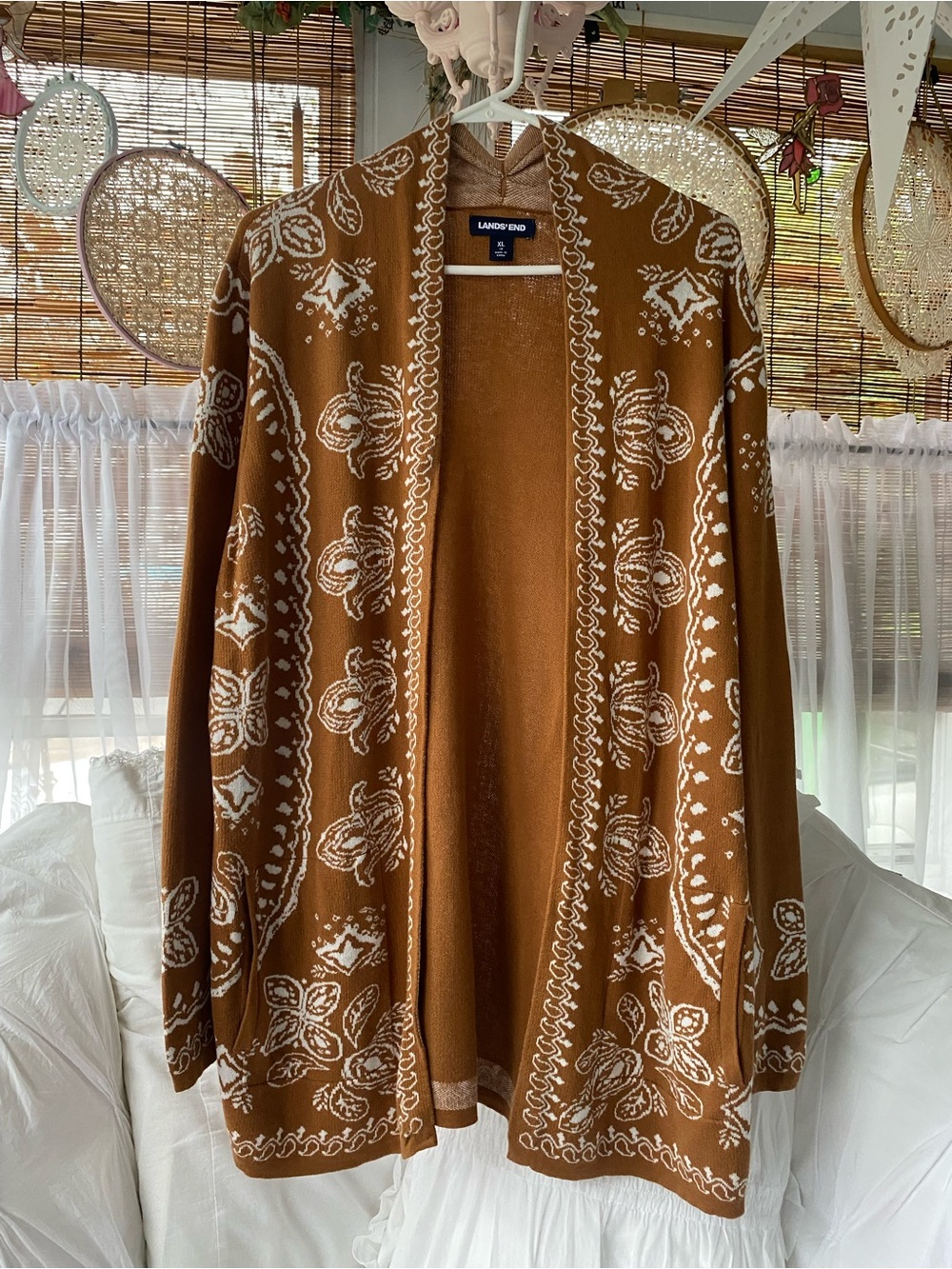 Lands’ End Tan Knit Cardigan